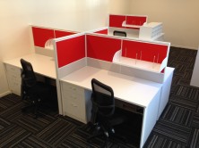 1350 High Screens. 3 X 450mm Tiles. 4 Way Cluster With Ecotech Hot Desks